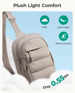 Puffy nylon sling bag lightweight waterproof casual crossbody bag for women daily travel.