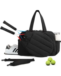 Borsa da tennis impermeabile con scomparto scarpe, ideale per pickleball e badminton.