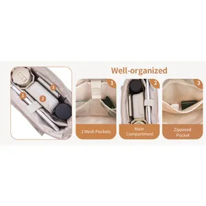 Detailed view of the spacious interior and multiple compartments of this stylish tote bag.