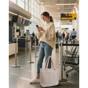 Large capacity casual tote bag, lightweight travel shoulder handbag for daily commute.