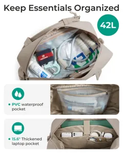Borsa da viaggio 42L di grande capacità con tasca impermeabile e scomparto laptop.