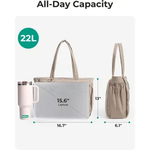 Women's Quilted Puffer Tote Bag Large Capacity Down Handbag Fashion Casual Shoulder Bag Daily Travel Tote