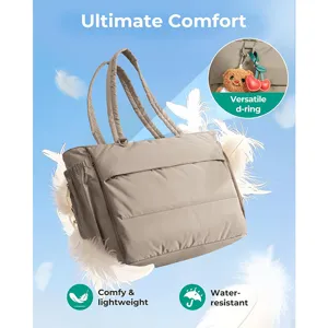 Quilted puffer shoulder bag stylish lightweight tote bag with spacious capacity and water-resistant