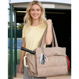 Quilted shoulder bag puffer tote bag large capacity puffy handbag for daily use and sports