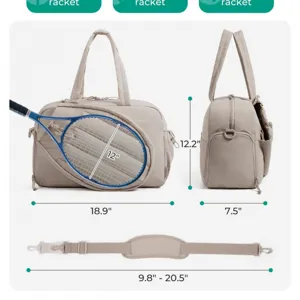 Borsa per Racchetta da Tennis Pickleball in Nylon Impermeabile Borsa Sportiva Grande Capacità con Scomparto Scarpe Donna Uomo