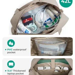 Borsa da viaggio sportiva grande da 42L con tasca PVC impermeabile e scomparto per laptop.