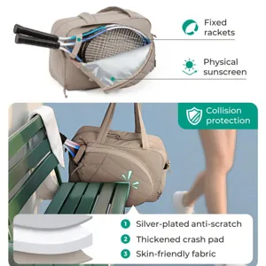 Borsa multifunzionale per racchette da tennis e badminton, resistente con protezione multistrato.