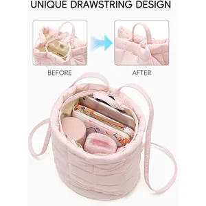 Quilted Casual Backpack Fashion Large Capacity Travel Tote Bag Lightweight Nylon Shoulder Bag For Women Daily Use
