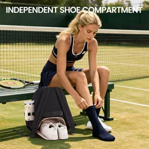 Tennis backpack for women with independent shoe compartment and cup holder for sports.