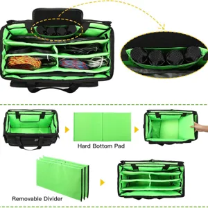 Waterproof Oxford Cloth Large Capacity Travel Cable Storage Bag With Trolley Handle Rolling Tool Organizer Bag