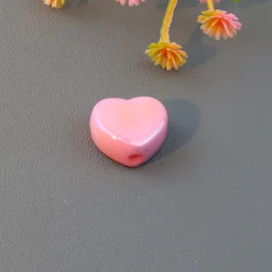 Cute pink heart spacer bead for DIY phone chains, jewelry making and crafting accessories.