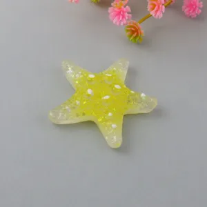 Resin Starfish Charms Glitter DIY Hair Clip Shoe Buckle Accessories Yellow Color