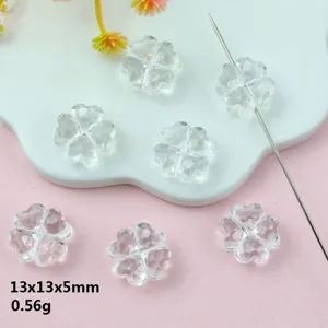 Clear four leaf clover acrylic spacer beads detail view 13x13mm DIY jewelry accessories