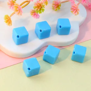 8mm diagonal hole acrylic square beads for DIY necklace bracelet jewelry making blue pack