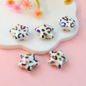 UV-galvanisierte bunte Leoparden-Stern-Perlen für DIY-Schmuck und Haarschmuck Accessoires.