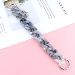 Acrylic grey marble phone chain strap and decorative loop accessory for bags and daily wear.