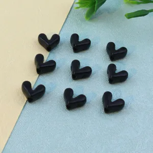 Black heart beads DIY charm accessories straight hole heart shaped loose beads for jewelry making craft
