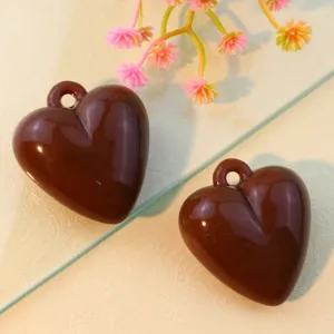 Large brown acrylic heart pendant charm for keychain bag decoration smooth love shaped accessory
