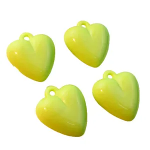 Large glossy acrylic heart pendant charms for DIY keychains, bright neon green color.
