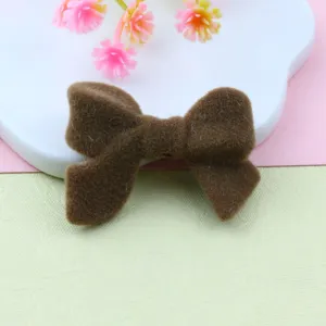 Brown flocked bow loose beads DIY craft accessories for handmade jewelry making charm.