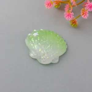 Macaron gradient seashell resin DIY patch detail, perfect for handmade hair accessories and shoes.