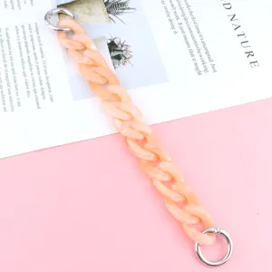 Acrylic chain strap for phone case, amber style chunky links decorative accessory.