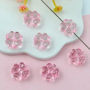 Pink four leaf clover acrylic loose beads faceted crystal spacer beads for DIY jewelry parts