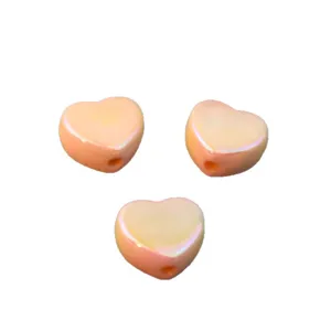 Macaron color glossy heart-shaped straight hole loose beads for DIY jewelry and chain accessories