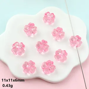 Pink transparent four leaf clover acrylic loose beads spacer jewelry making DIY craft accessories