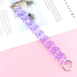 Detailed close-up of translucent purple acrylic chain link accessory with metal rings.