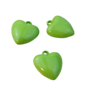 Green heart enamel charms pendants metal love shape DIY jewelry making keychain accessories 3pcs