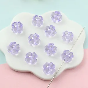 Transparent purple four-leaf clover acrylic beads, direct hole spacer beads for DIY jewelry.
