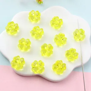 Transparent yellow four-leaf clover acrylic beads for DIY necklace bracelet jewelry making accessories