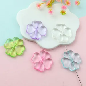 Transparent acrylic four-leaf clover loose beads for DIY jewelry making accessories necklace