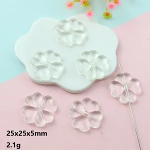 Clear acrylic four leaf clover beads 25x25mm spacer charms DIY jewelry making supplies