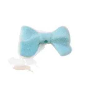 Light blue flocked bow shape loose bead DIY charming accessory for creative jewelry making