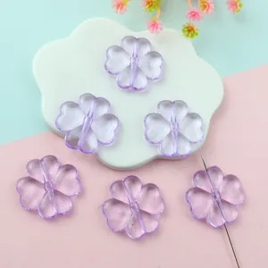 Transparent purple four-leaf clover acrylic loose beads for diy jewelry making detail view