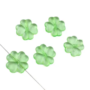 Transparent green four leaf clover acrylic beads for DIY handmade jewelry necklace bracelet.