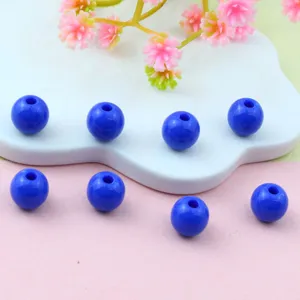 Blue acrylic round beads solid spacer beads DIY jewelry making accessories parts craft supplies