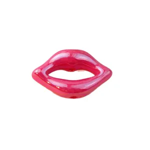 Iridescent red lip acrylic loose beads for DIY jewelry making, crafting and bracelet accessories.