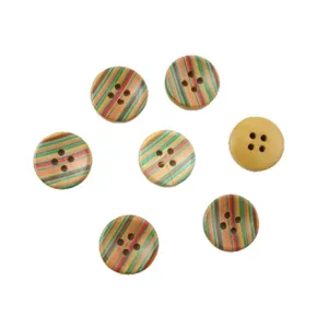 Botones de madera de camelia redondos, botones de costura retro de 4 agujeros para camisas.