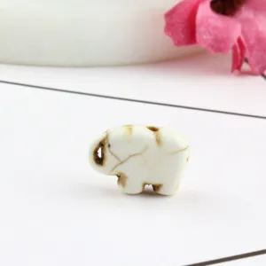 White turquoise elephant loose bead, cute animal stone spacer bead for DIY jewelry making.