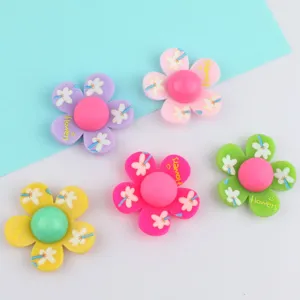 Acrylic Flower Patches Sunflower Polka Dot Plaid Hair Clips Bags DIY Craft Accessories Decorative Applique