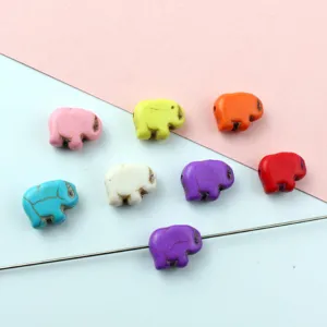 White Crack Turquoise Elephant Loose Beads Natural Stone Elephant Shaped Spacer Beads For Jewelry Making