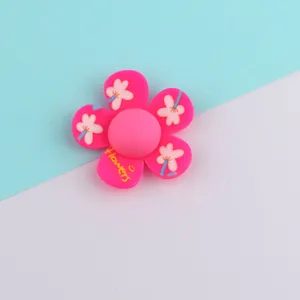 Pink acrylic flower patch DIY craft accessory for hair clips, bags, and clothing decoration.