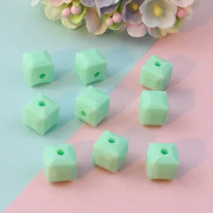 Faceted acrylic square beads 8mm spacer beads DIY jewelry making accessories pastel green