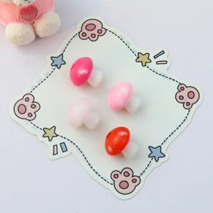 Detail view of 12mm acrylic 3D mushroom beads, colorful loose spacer beads for DIY jewelry making.