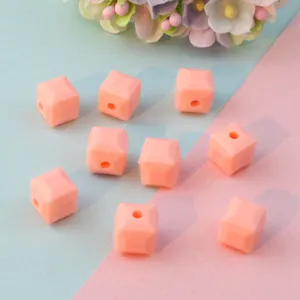 8mm faceted acrylic square beads pink craft spacer beads for DIY jewelry making accessories