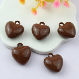 17mm acrylic heart charms smooth love pendants diy jewelry making accessories pack