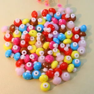 Colorful Acrylic 3D Mushroom Loose Beads Through Hole Spacers DIY Jewelry Making Craft Accessories For Handcrafted Projects